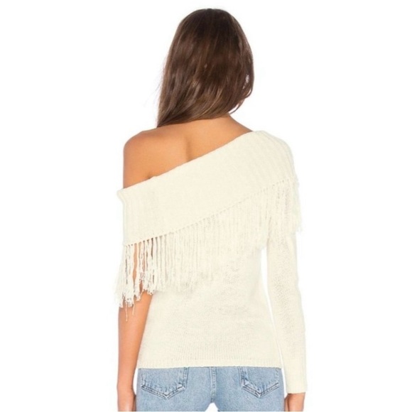 House of Harlow 1960 X Revolve Ivory Fringe Trim Jazzie Sweater Size XS - Picture 2 of 11
